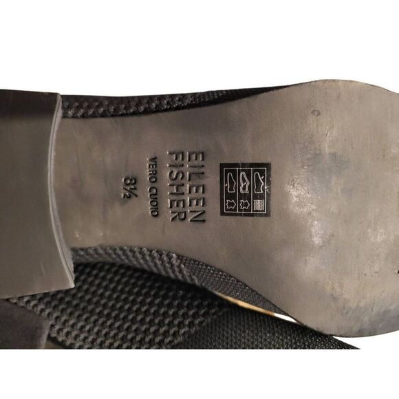 Eileen Fisher Booties Women's 8.5 Grey Knit Clever Suede Trim Block Heel Pull On - Picture 4 of 5